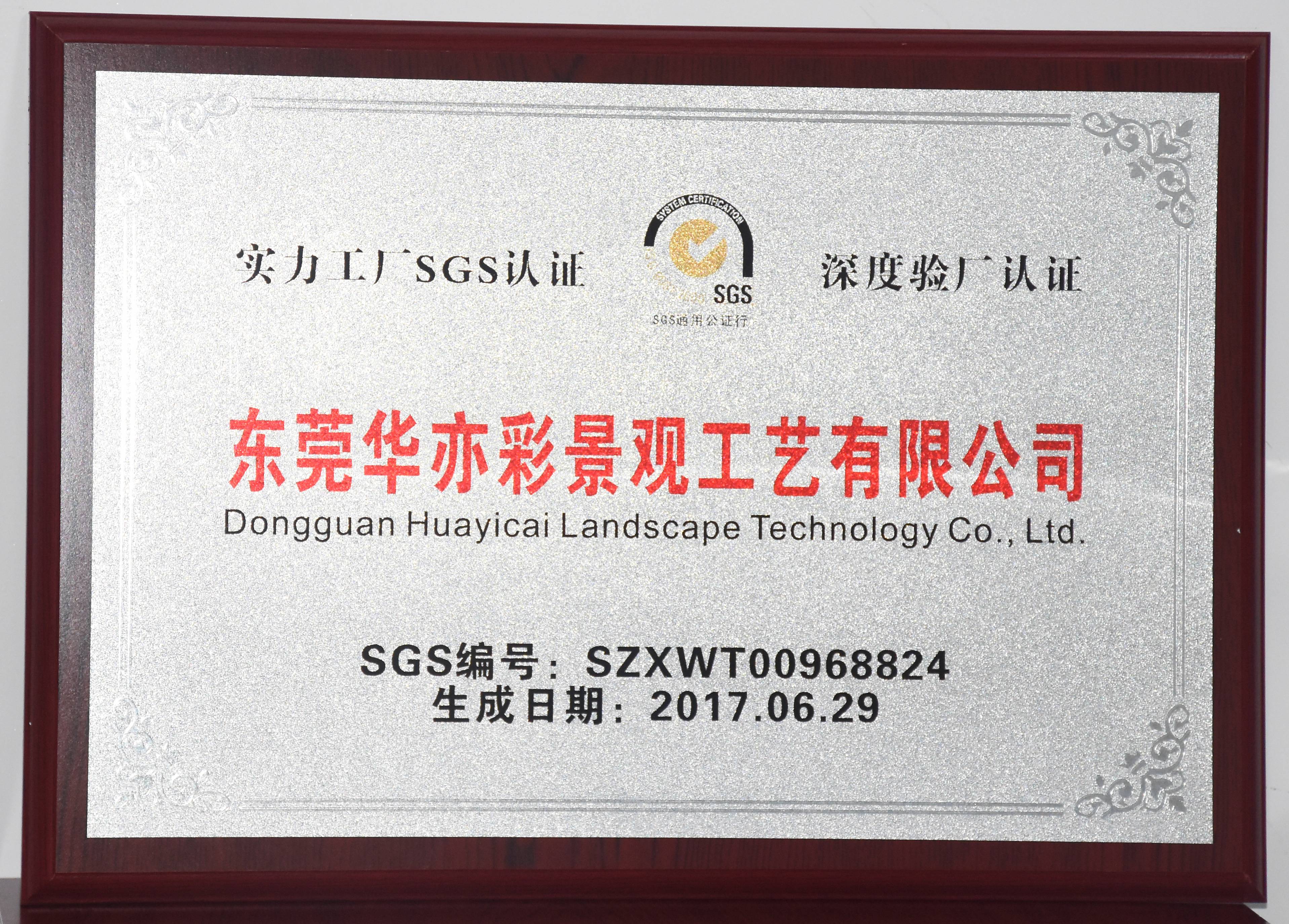 华亦彩荣获SGS认证